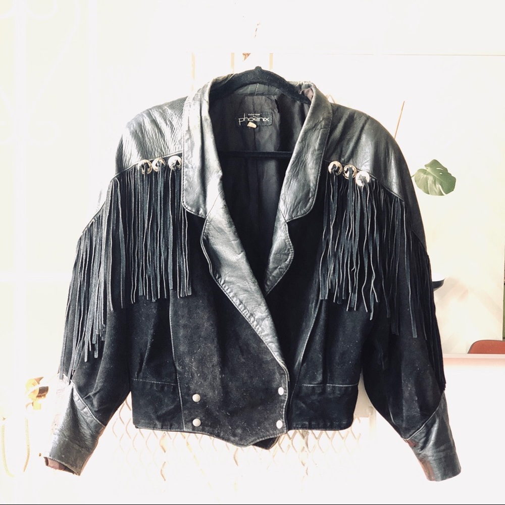 Vintage fringe leather & suede jacket! M